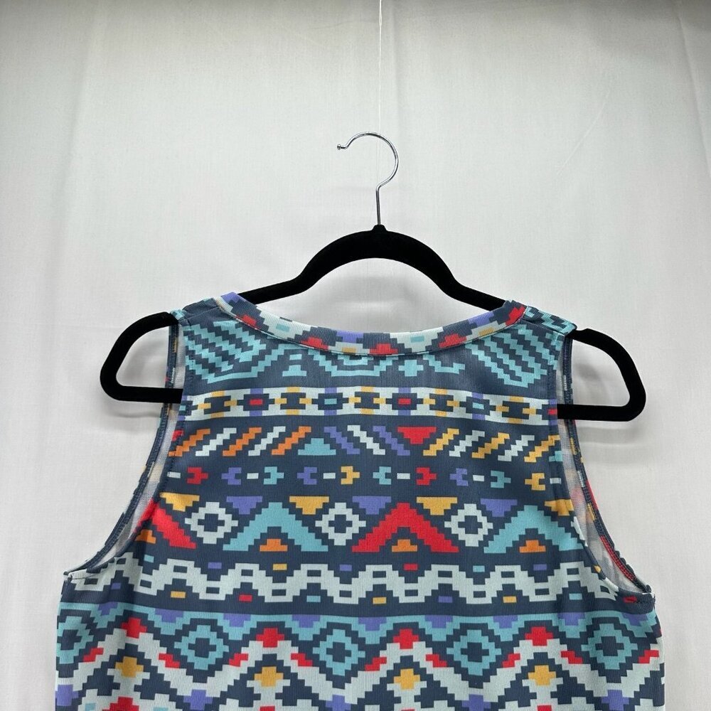 Roper Tank Top Womens Size L Southwestern Aztec V-Neck Sleeveless Shell Blue - Picture 6 of 11
